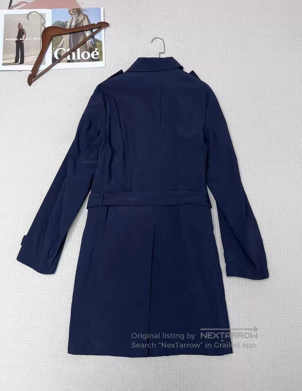 Prada Blue Belted Trench Coat with Button Front. Size US M / EU 48-50 / 2 - 6 Thumbnail