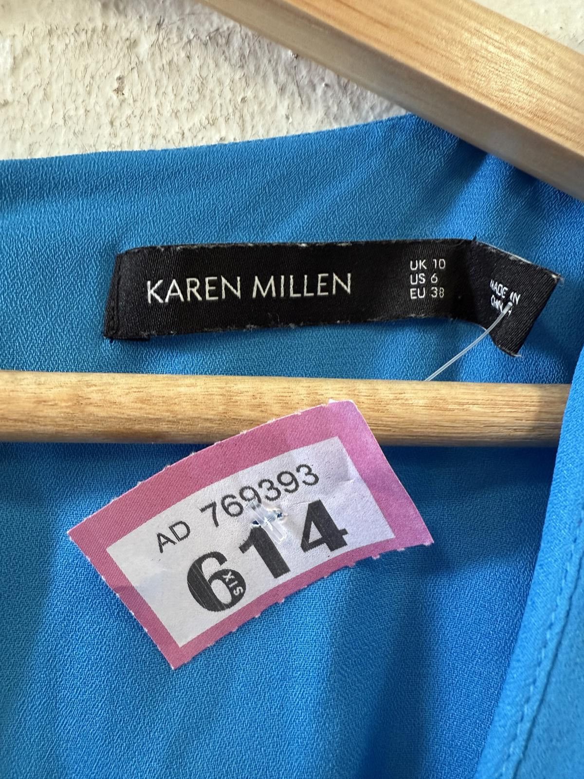 Designer P-614 Stunning Karen Millen Blue Ruffled Maxi Dress - UK 10 Size M / US 6-8 / IT 42-44 - 2 Thumbnail