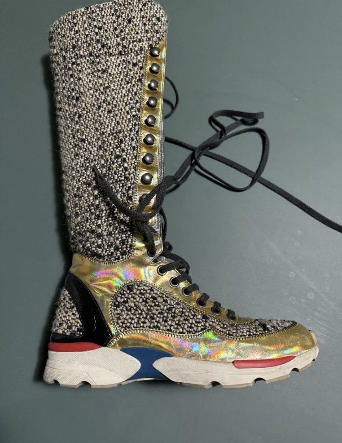 Chanel CHANEL Fall 2014 Tweed High Top Sneakers Boots Rare Size US 5 / IT 35 - 6 Thumbnail