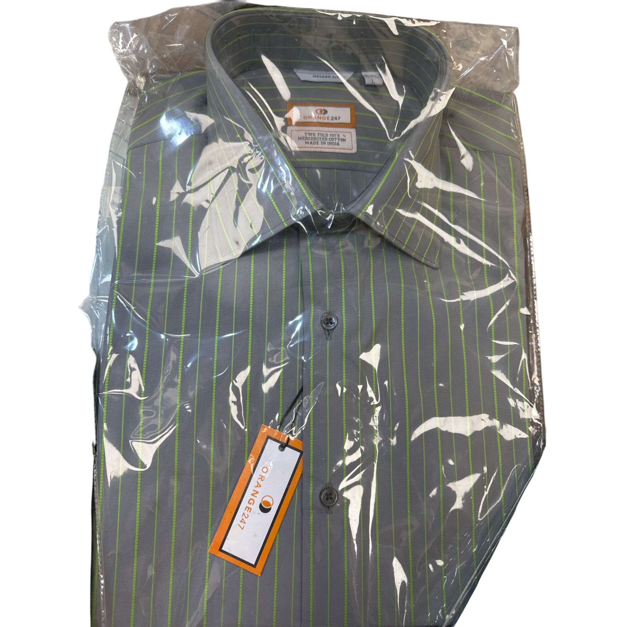Designer Orange247 Mens Long Sleeve Button Down Pinstriped Shirts Set Size US L / EU 52-54 / 3 - 5 Thumbnail