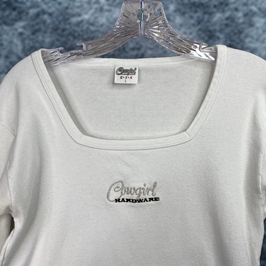 Vintage VINTAGE Cowgirl Hardware Western Shirt L Womens White Embroidered Long Sleeve Knit Shirt Size L / US 10 / IT 46 - 1 Thumbnail
