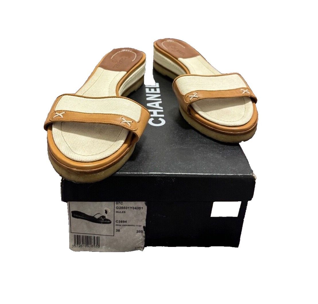 Chanel 2007C Canvas and Leather Vintage Mules Size US 7 / IT 37 - 3 Thumbnail