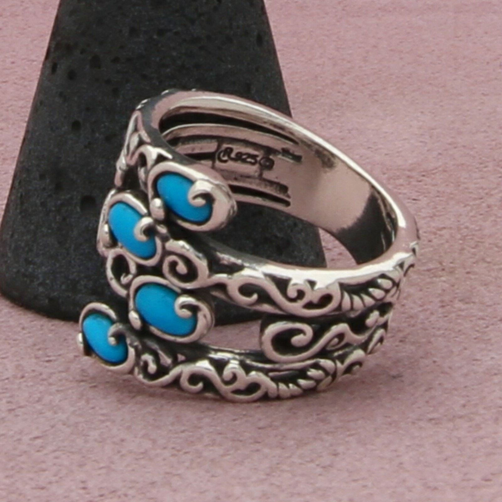 Sterling Silver carolyn pollack sterling silver turquoise scroll ring size 8 Size ONE SIZE - 3 Thumbnail