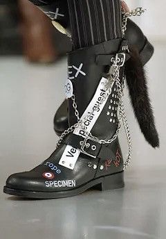 Dolce & Gabbana DOLCE & GABBANA SS 2003 Sex Biker Leather Boots runway logo Size US 8.5 / IT 38.5 - 1 Thumbnail
