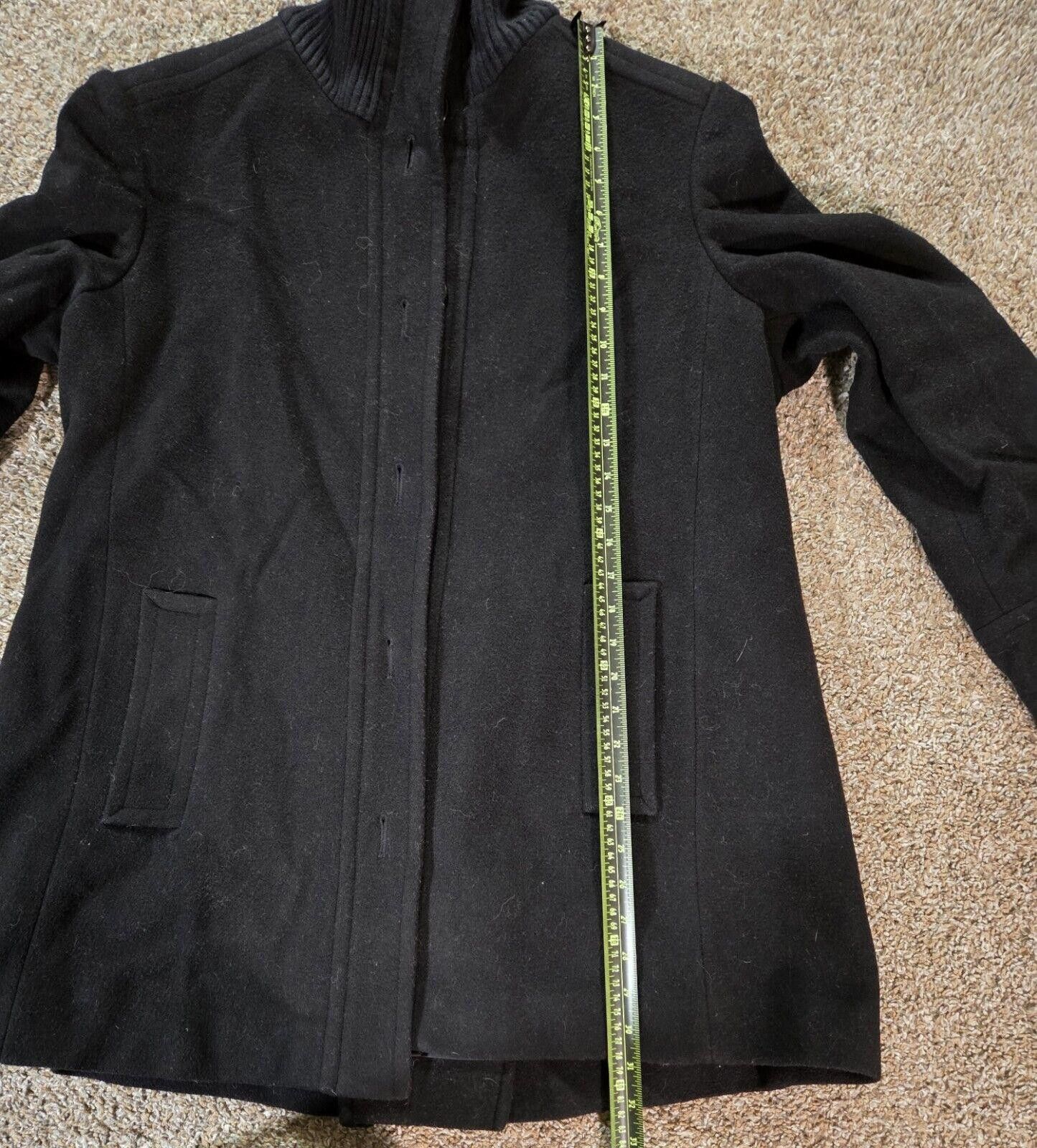 Designer Fleet Street Wool Black Peacoat Turtle Neck & Buttons XL Size XL / US 12-14 / IT 48-50 - 2 Thumbnail