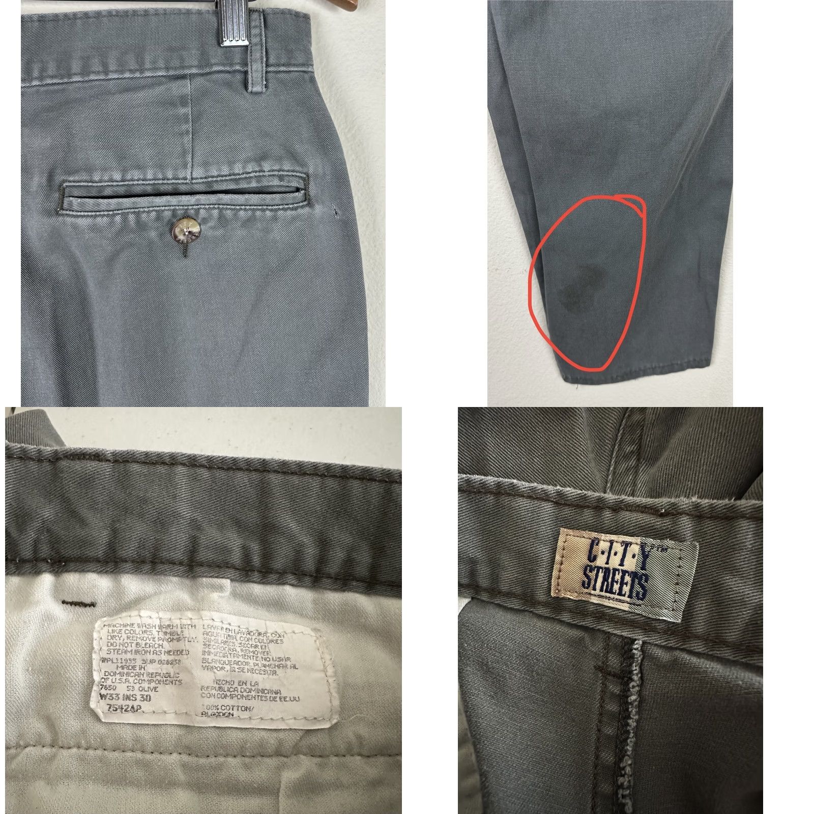 Olive VINTAGE City Streets Khaki Pants Mens 30 30x26 ACTUAL Distressed Olive Green Pleated Chino Casual 80s 90s Mens Size US 30 / EU 46 - 9 Thumbnail