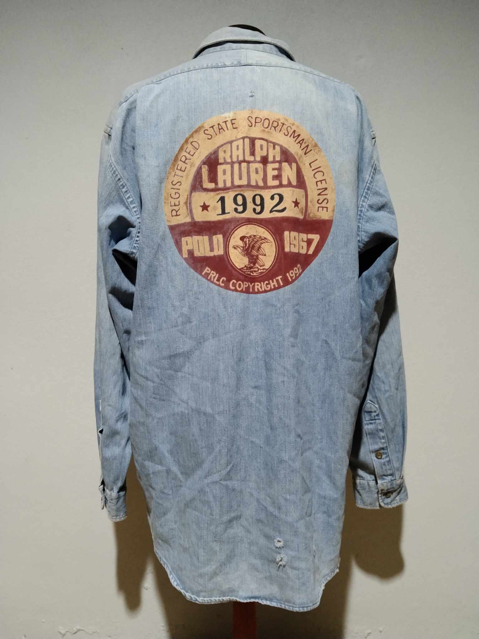 image of Vtg.90S Polo Ralph Laurent Rl67 Sportsman Denim Shirts in Blue Denim, Men's (Size Large)