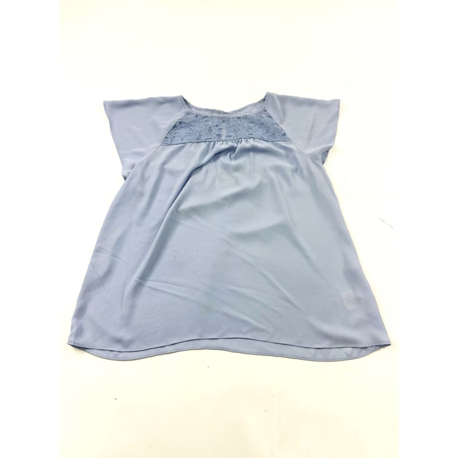 Vintage Maeve Anthropologie Blouse Womens 4 Blue Lace Detail Cap Sleeve Keyhole Back Top Size S / US 4 / IT 40 - 2 Thumbnail