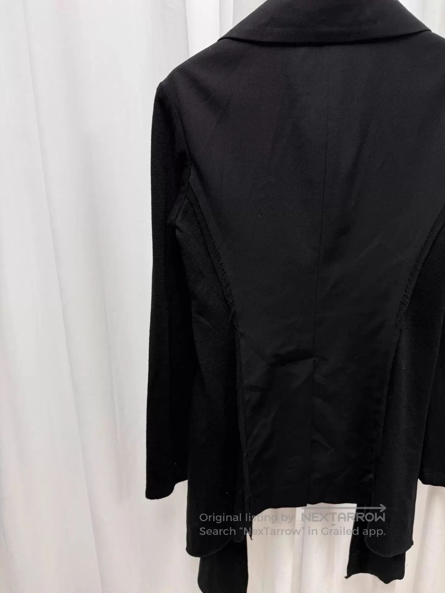 Yohji Yamamoto Black Structured Button-Front Asymmetric Hem Jacket. Size US S / EU 44-46 / 1 - 7 Thumbnail
