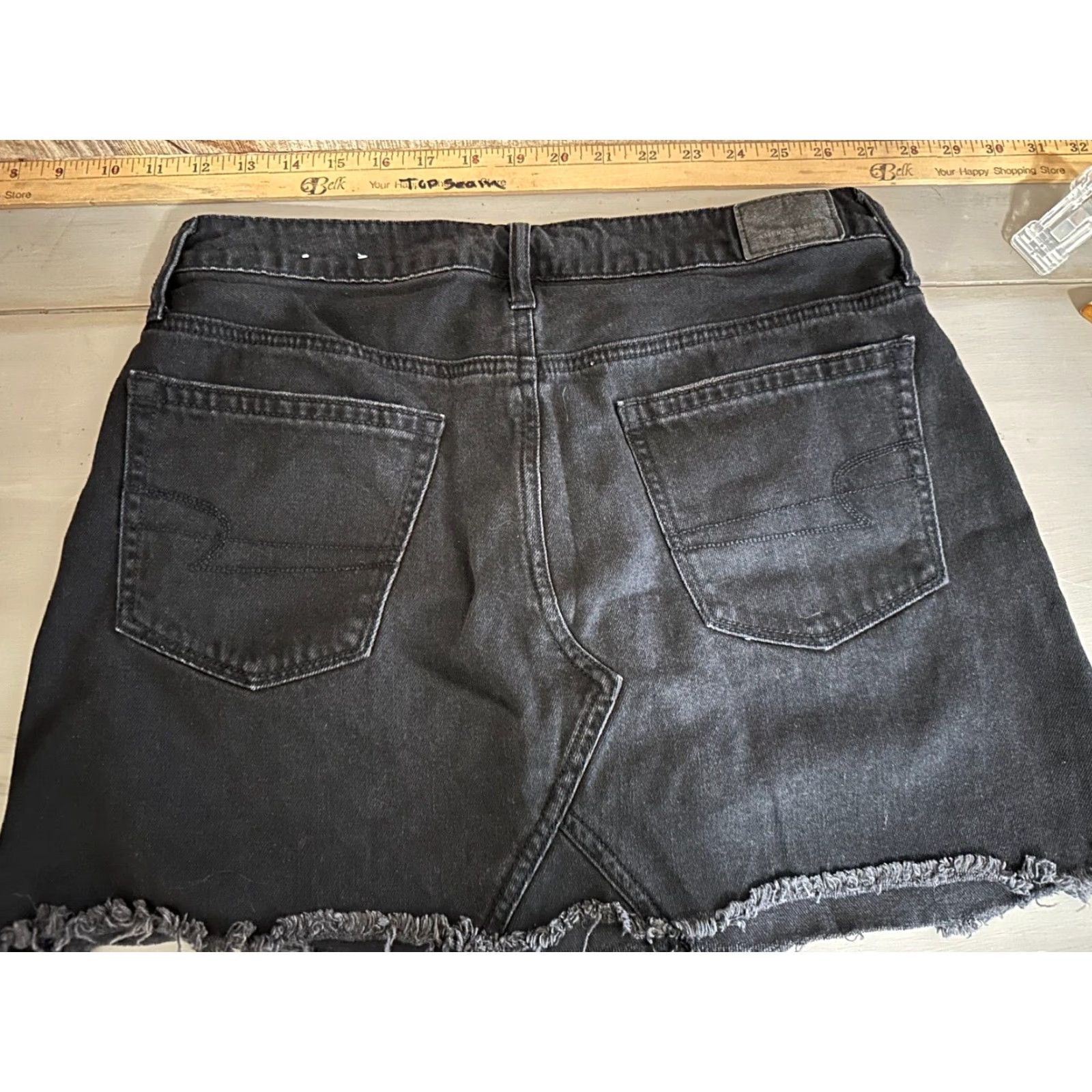 American Eagle Outfitters American Eagle Outfitters Skirt Womens 10 Black Mini Cutoff Distressed Button Stretch Denim Size 32" / US 10 / IT 46 - 3 Thumbnail
