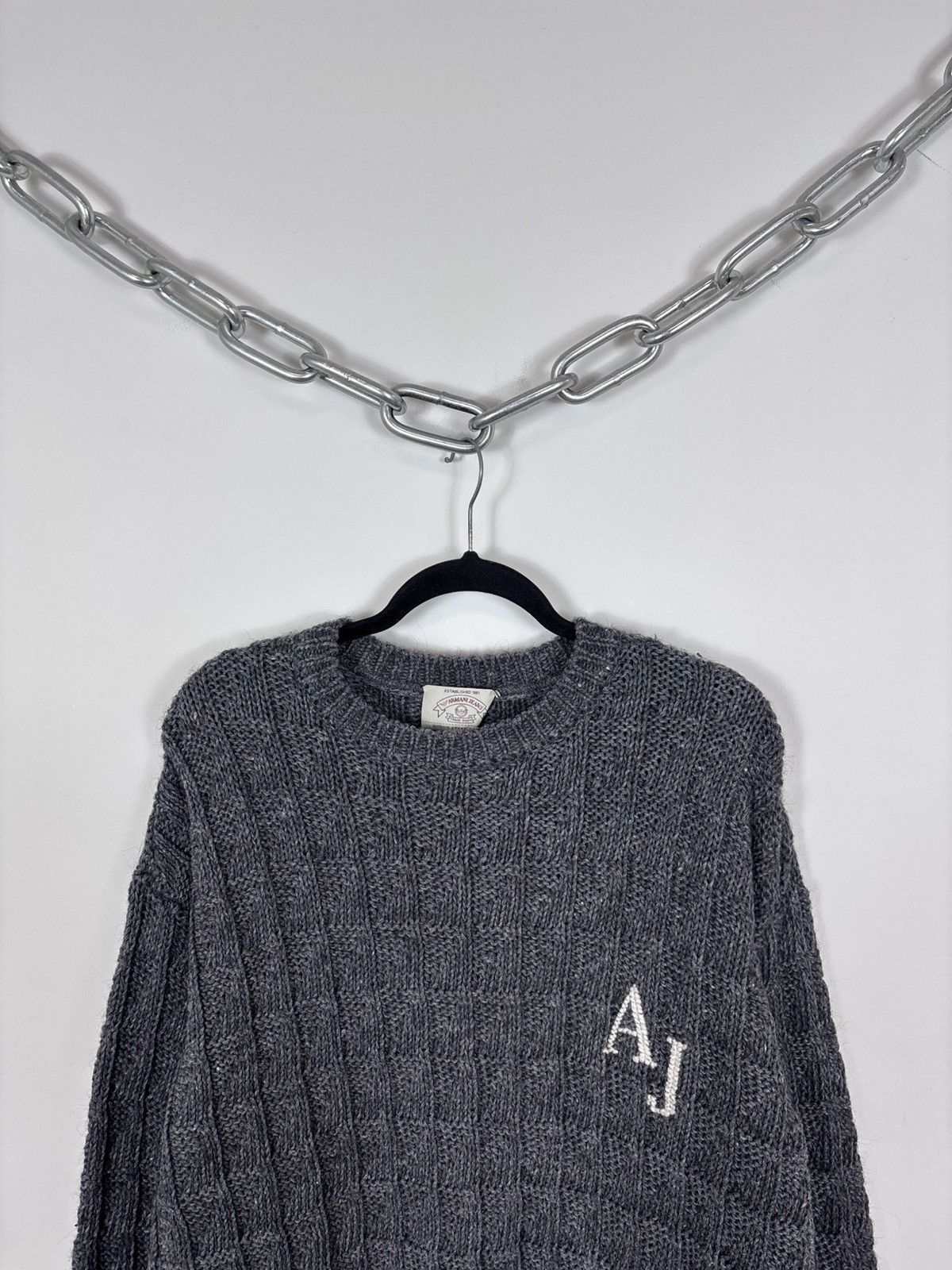 Armani Vintage 1990s Armani Jeans Men’s Grey Knit Sweater Pullover Size US XL / EU 56 / 4 - 2 Thumbnail