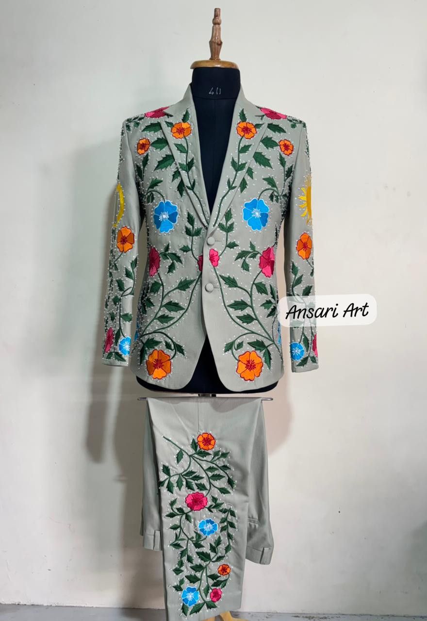 Other Men 2PC Customized floral embroidery cocktail prom outfits Size 46L - 1 Thumbnail