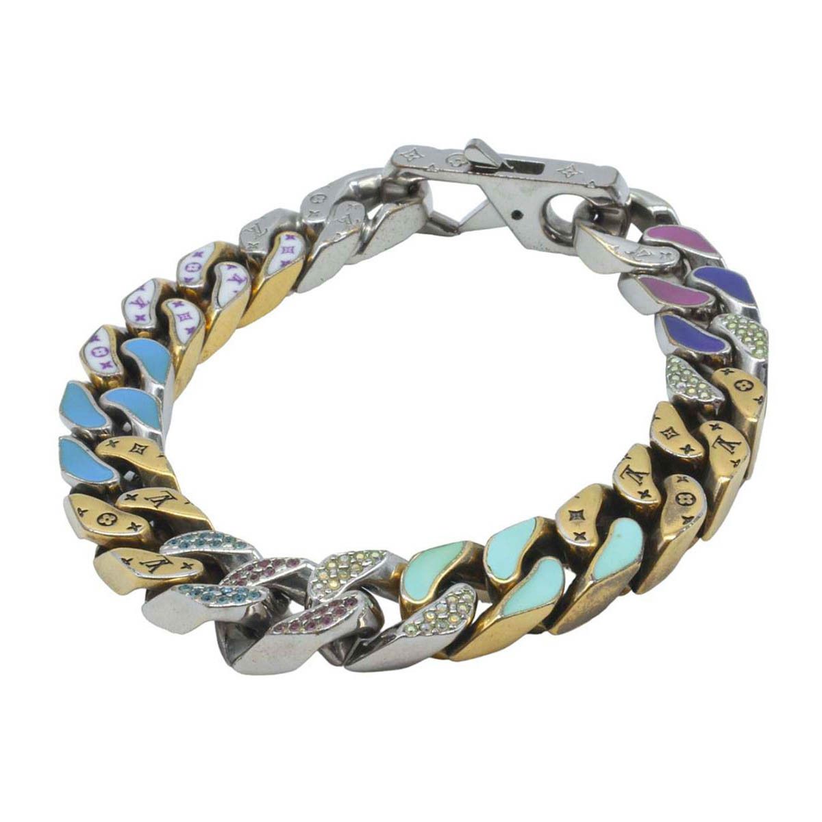 image of Louis Vuitton Monogram Patches Chain Bracelet, Men's