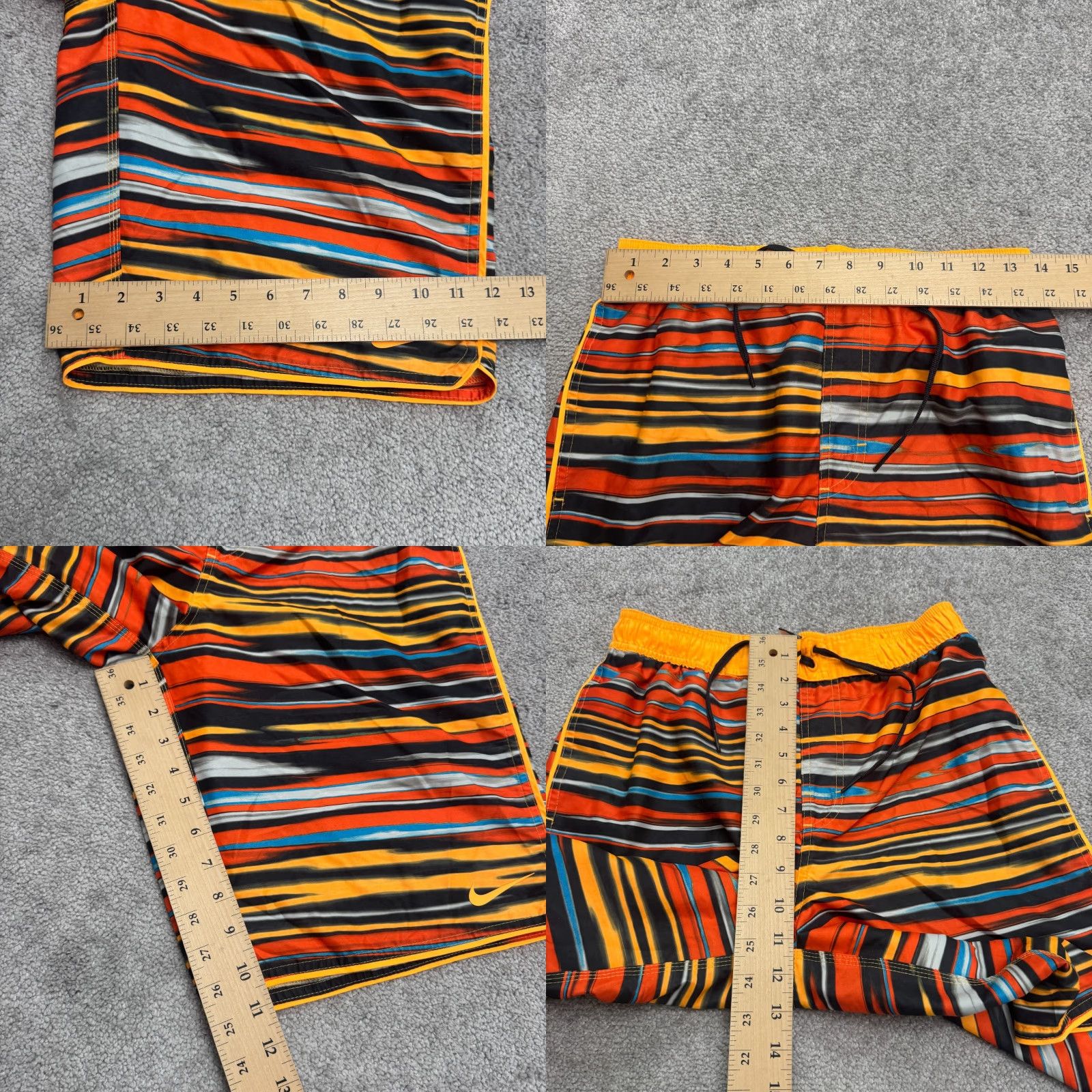 Nike Nike Swim Trunks Mens Small Orange Striped Bottoms Trunks Beach Swimwear Active Pockets Drawstring Polyester Blended Fabric Beach Mens Size US 29 - 8 Thumbnail