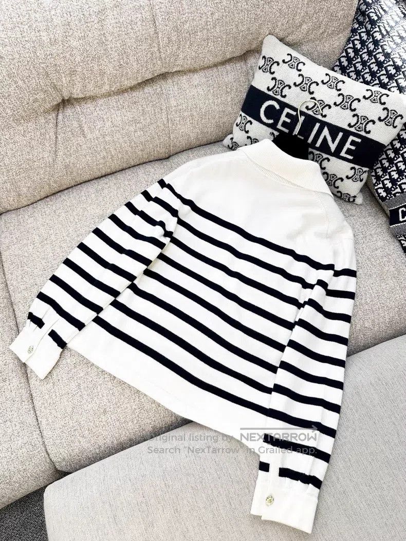 Chanel Chanel Navy striped embroidered sequin long-sleeved cashme Size S / US 4 / IT 40 - 3 Thumbnail