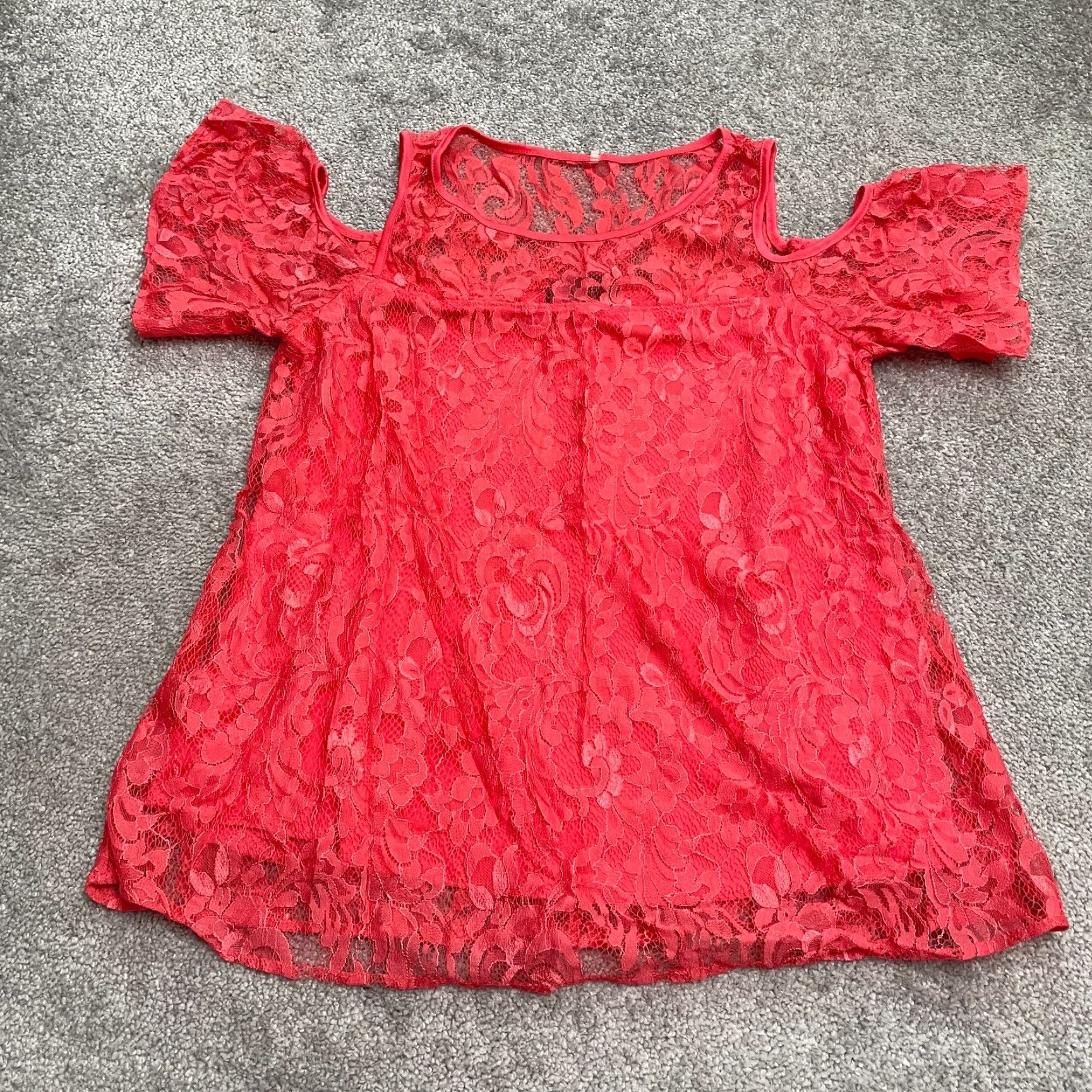 Pinko Naif Pink Blouse Womens M Short Sleeve Lace Cold Shoulder Nylon Top Regular Pink Fabric Basic Casual Vogue Size M / US 6-8 / IT 42-44 - 2 Thumbnail