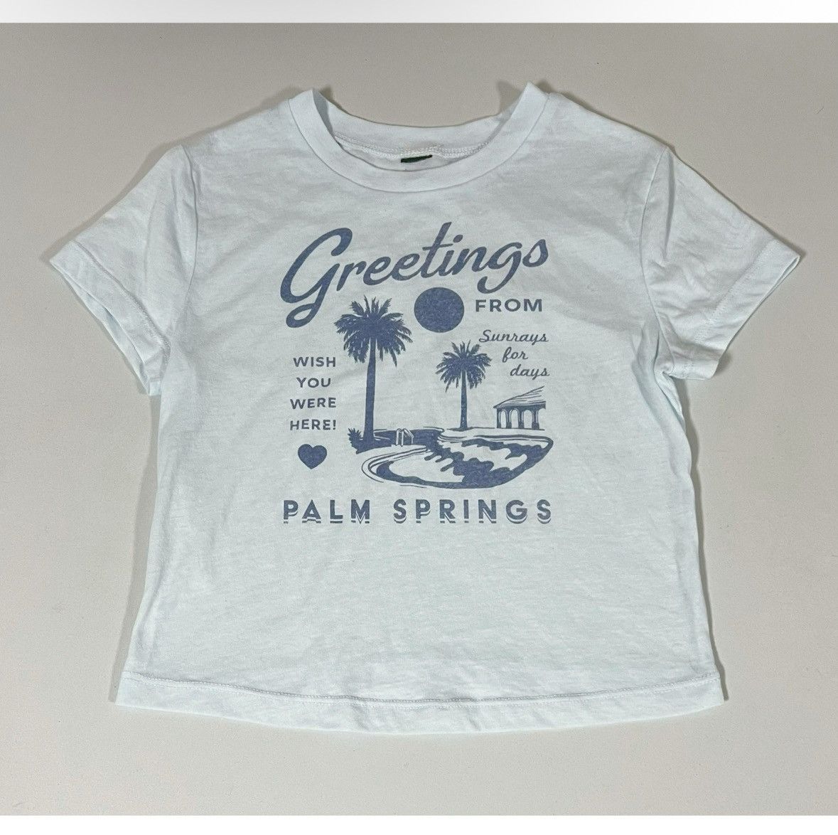 Vintage Blue ‘Greetings from Palm Springs’ T-Shirt Top Tee Size S 🩵✨ Size S / US 4 / IT 40 - 2 Thumbnail