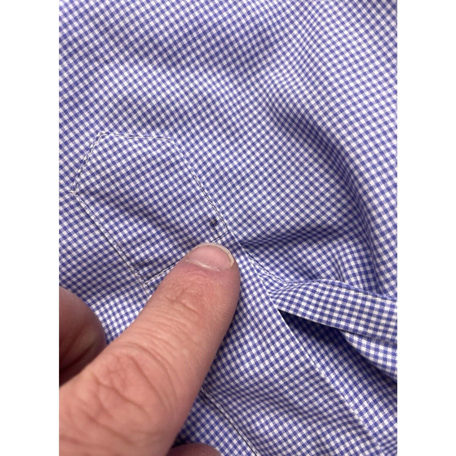 Vintage Hilditch & Key Dress Shirt Blue White Check Long Sleeve 16.5 French Cuff Button-Up Mens Regular Size 16.5 Shirt Size 46R - 8 Thumbnail