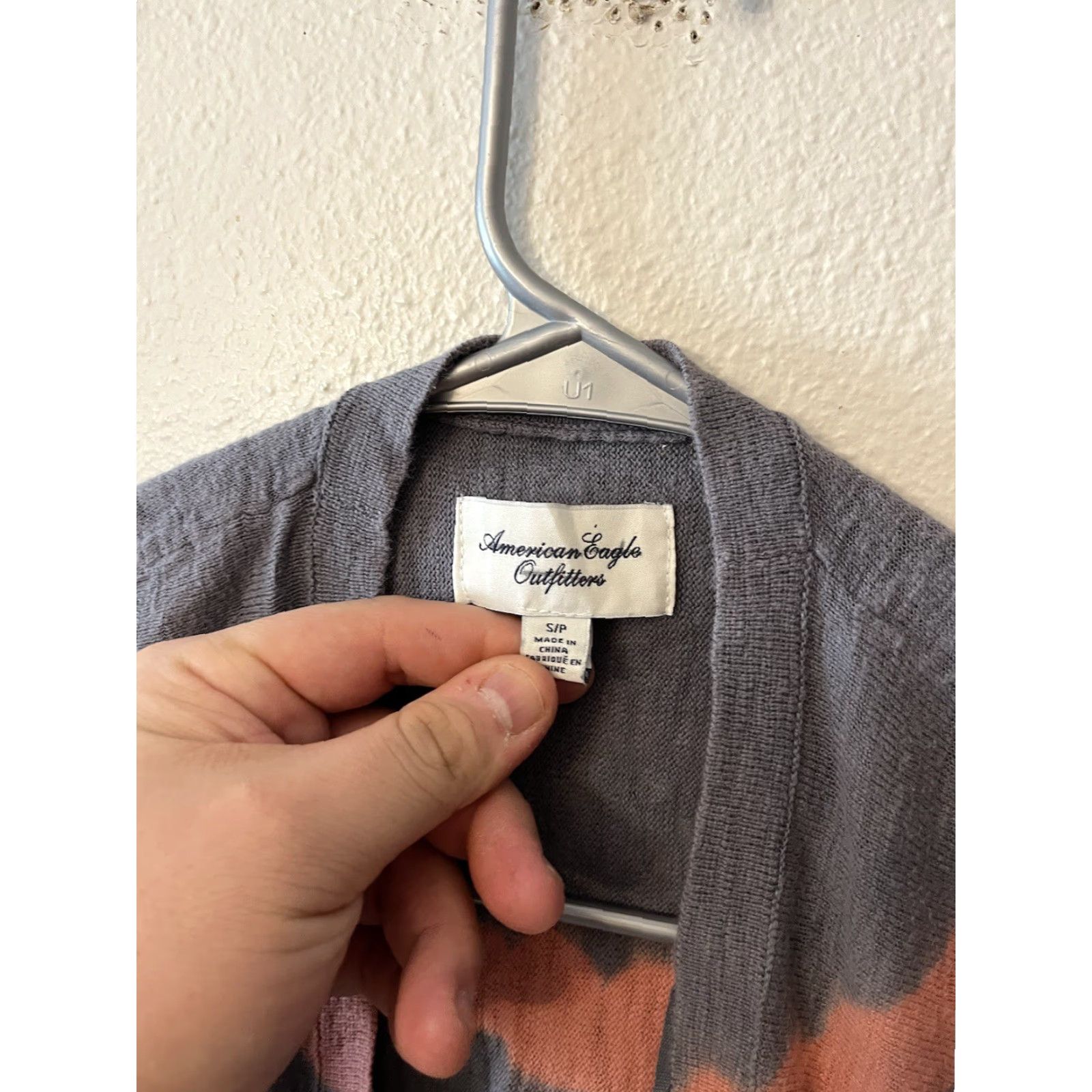 American Eagle Outfitters Womens American Eagle Gray Peach Striped Cardigan - Size Small Size S / US 4 / IT 40 - 2 Thumbnail