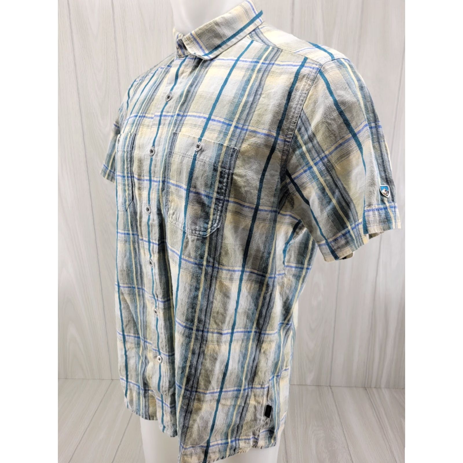 Vintage Kuhl Button-Up Shirt Mens Large White Blue Plaid Short Sleeve Size US L / EU 52-54 / 3 - 2 Thumbnail