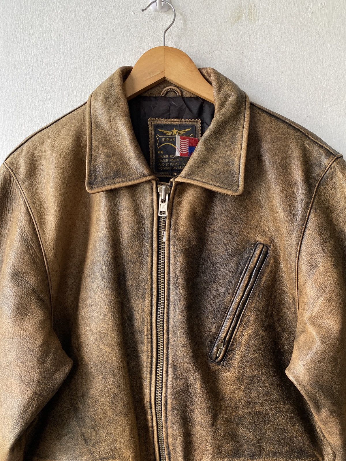 Branded Leather × Vintage Vintage 90s Human Being Union Made Leather Jacket Size US L / EU 52-54 / 3 - 5 Thumbnail