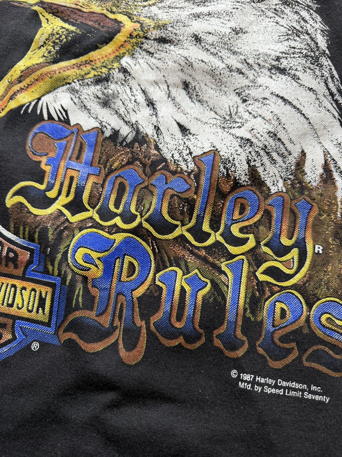 Harley Davidson Vintage 80s Harley Davidson "Harley Rules" Eagle Tee Size US L / EU 52-54 / 3 - 4 Thumbnail