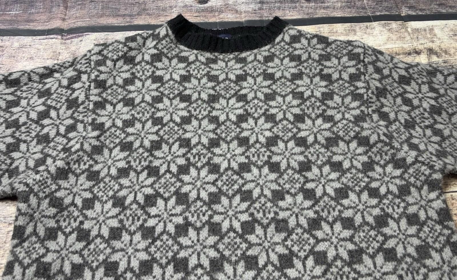 Gap VTG Gap Sweater Women's XS Lambswool Geometric Gray 2001 Size XS / US 0-2 / IT 36-38 - 4 Thumbnail