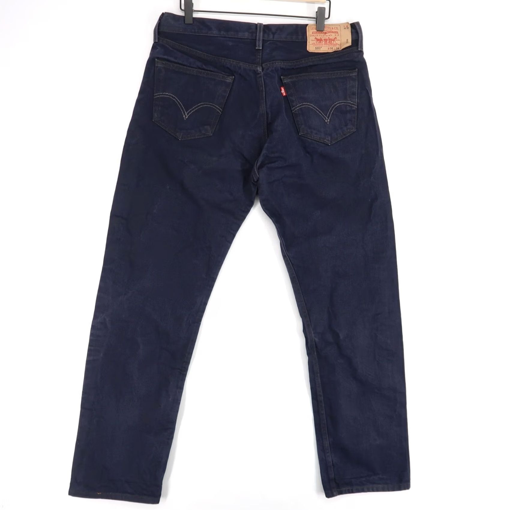 Levi's Levi's 501 Jeans Mens Regular Straight Blue Dark Wash Button Fly 36x34 Denim 5-Pocket Logo Juniors Sizes N/A Size US 36 / EU 52 - 2 Thumbnail