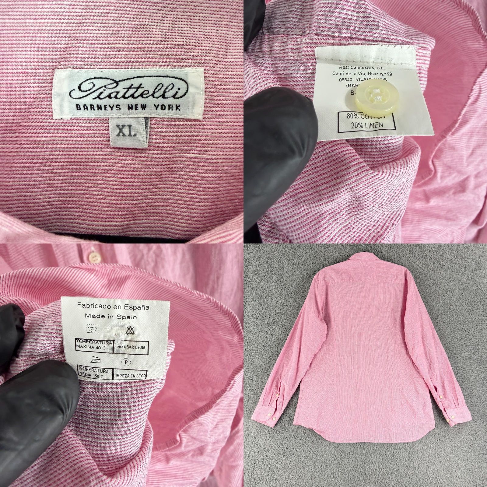 ELLIATT Piattelli Barneys New York Button-Up Shirt Mens Size XL Pink Cotton Linen LS Size US XL / EU 56 / 4 - 8 Thumbnail