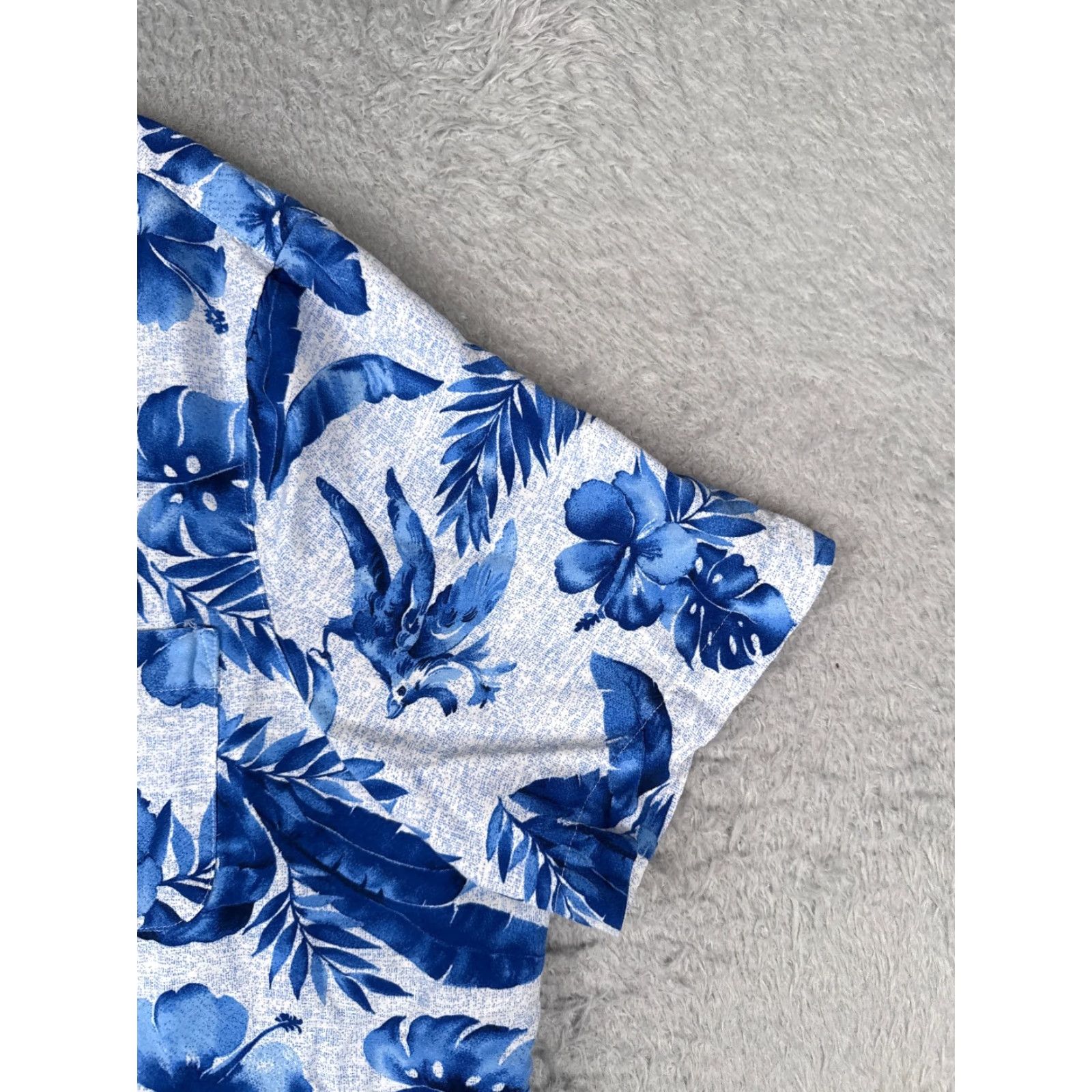 George George Shirt Men Extra Large Blue Floral Palm Leaf Hawaiian Pocket 100% Rayon Size US XL / EU 56 / 4 - 2 Thumbnail