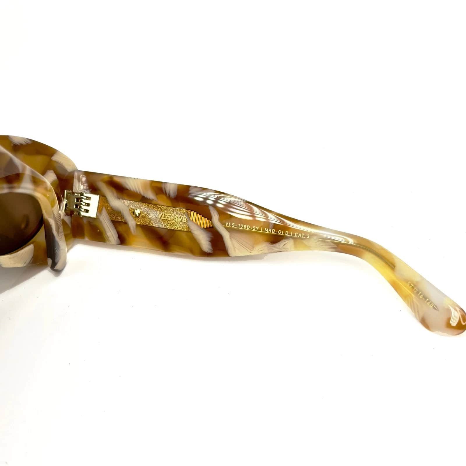 Valentino VALENTINO VLS178 Marble Gold Narrow Oval VLS 178D Sunglasses Size ONE SIZE - 7 Thumbnail