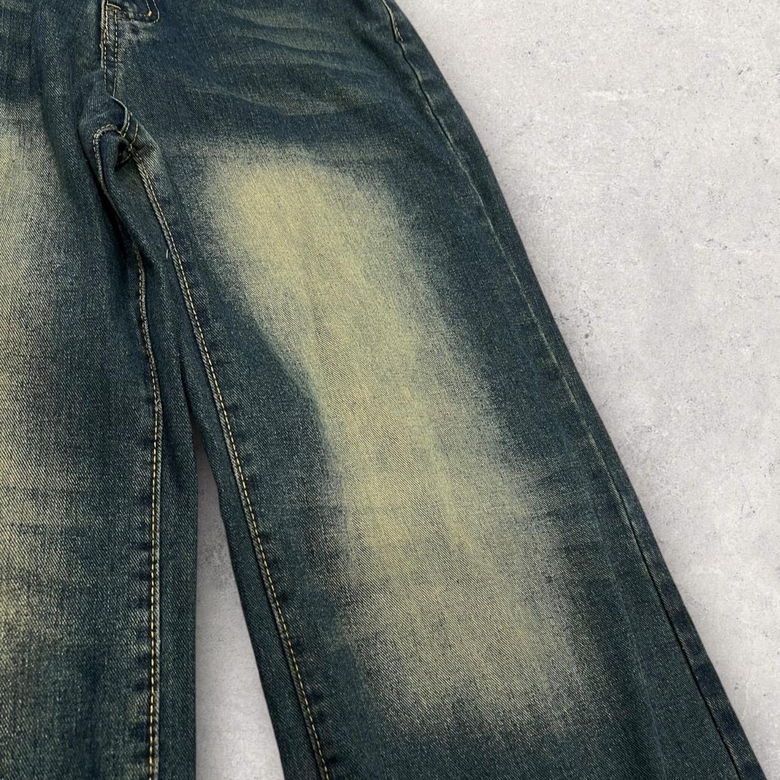 Other Streetwear Y2K Faded Wide Leg Blue Wash Pants (Unbranded) Size US 34 / EU 50 - 4 Thumbnail