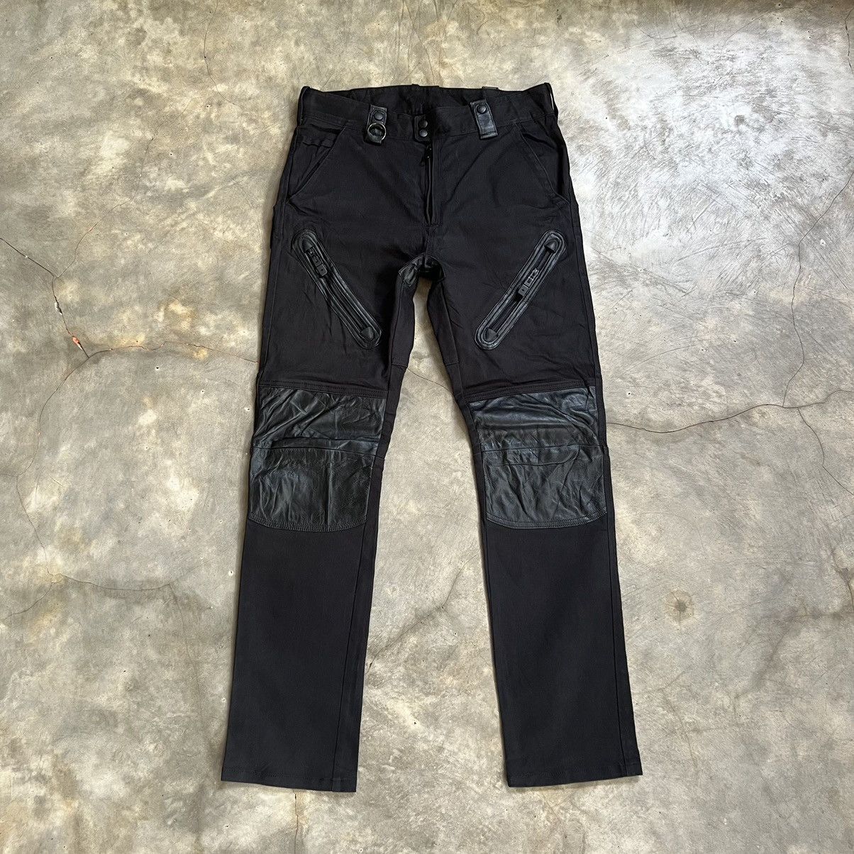 If Six Was Nine P.D.W Riders Demin Leather Cargo Pants Size US 33 - 1 Thumbnail