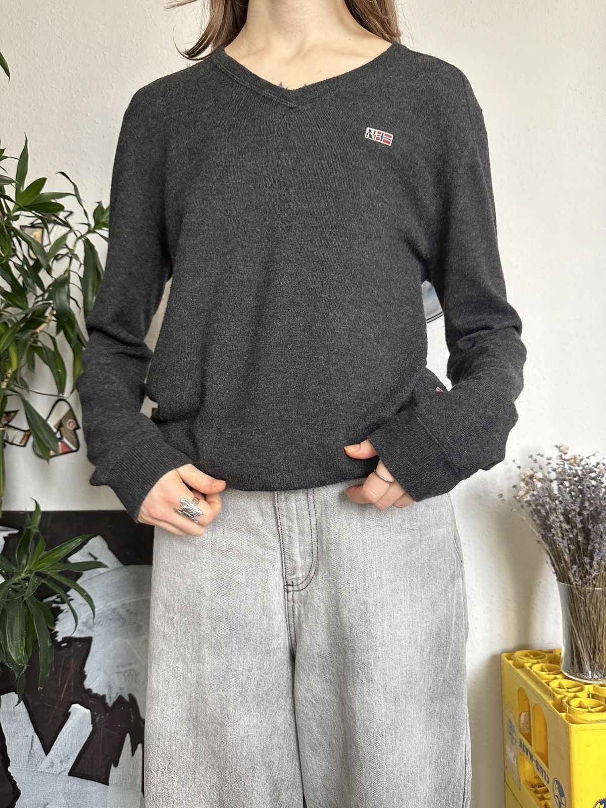 Napapijri × Vintage Napapijiri Geographic Blend Wool Sweater V-neck Size US S / EU 44-46 / 1 - 6 Thumbnail