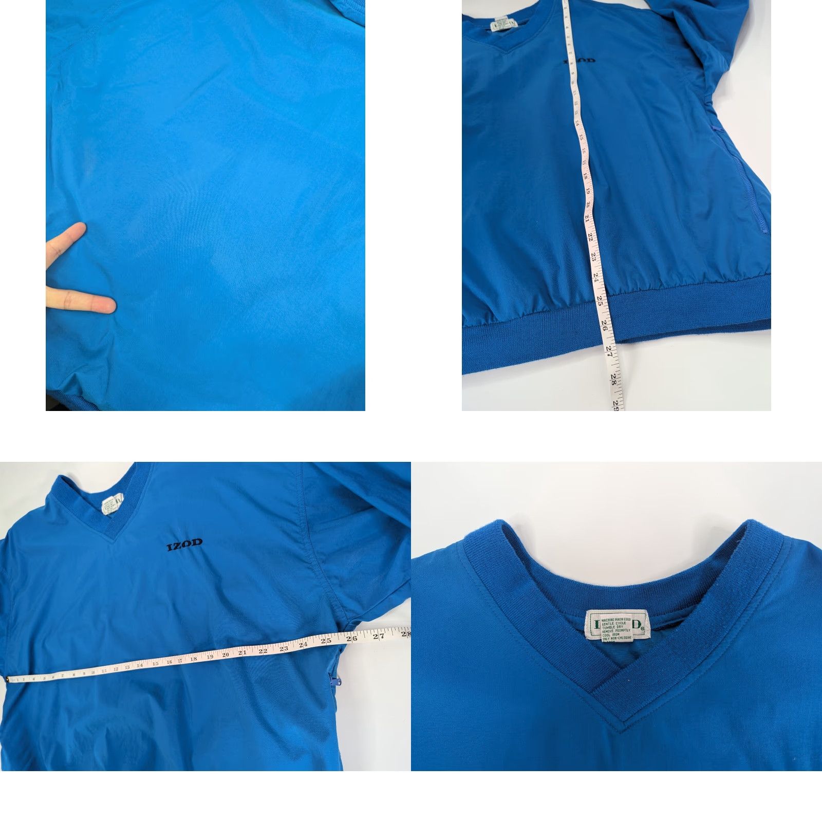 Izod VINTAGE IZOD Jacket Men L Blue Windbreaker Golf Pullover V-Neck Nylon Size US L / EU 52-54 / 3 - 8 Thumbnail