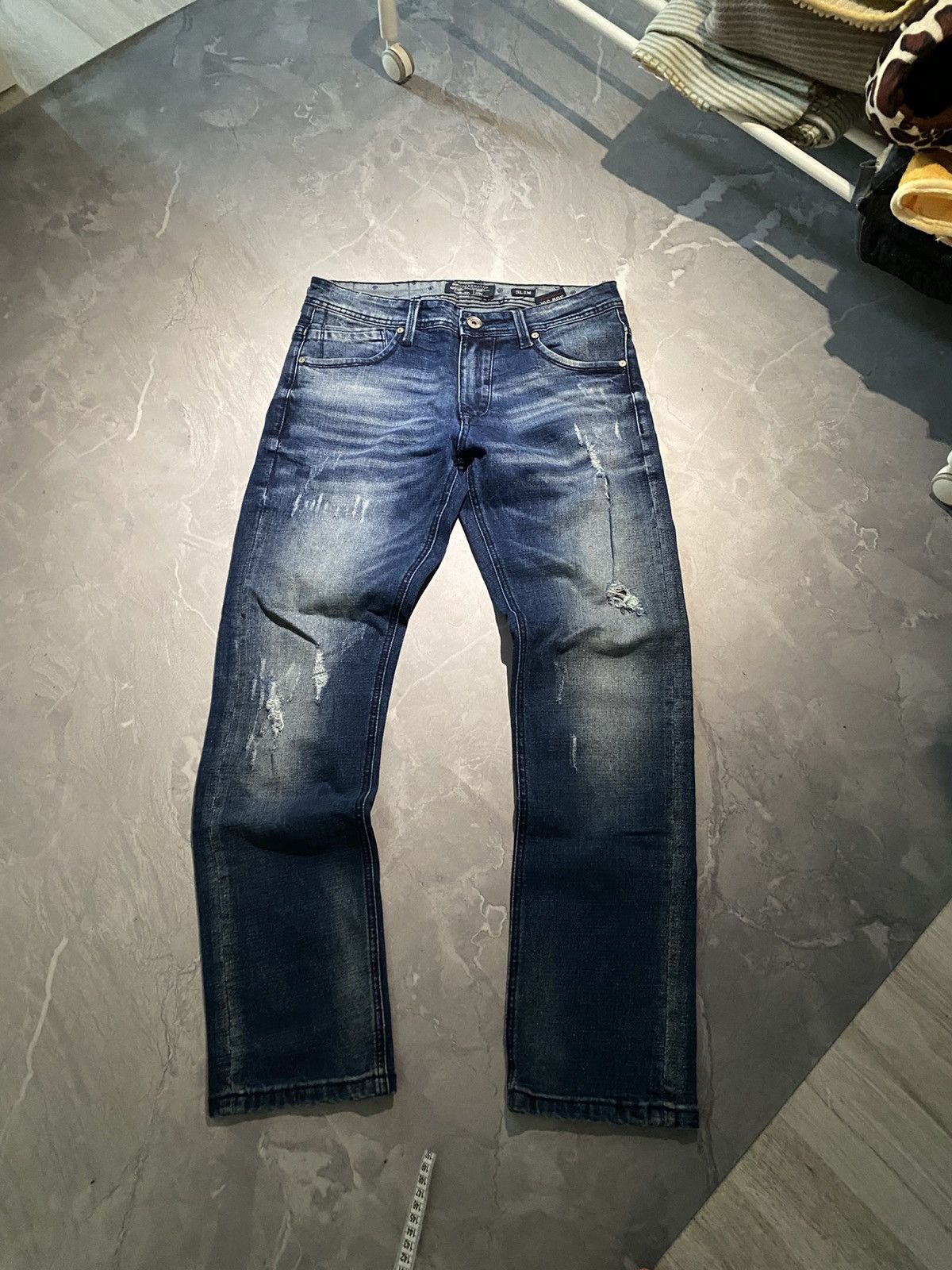 Japanese Brand Destroyed 90s Grunge Slim Fit Jeans Size US 30 / EU 46 - 1 Thumbnail