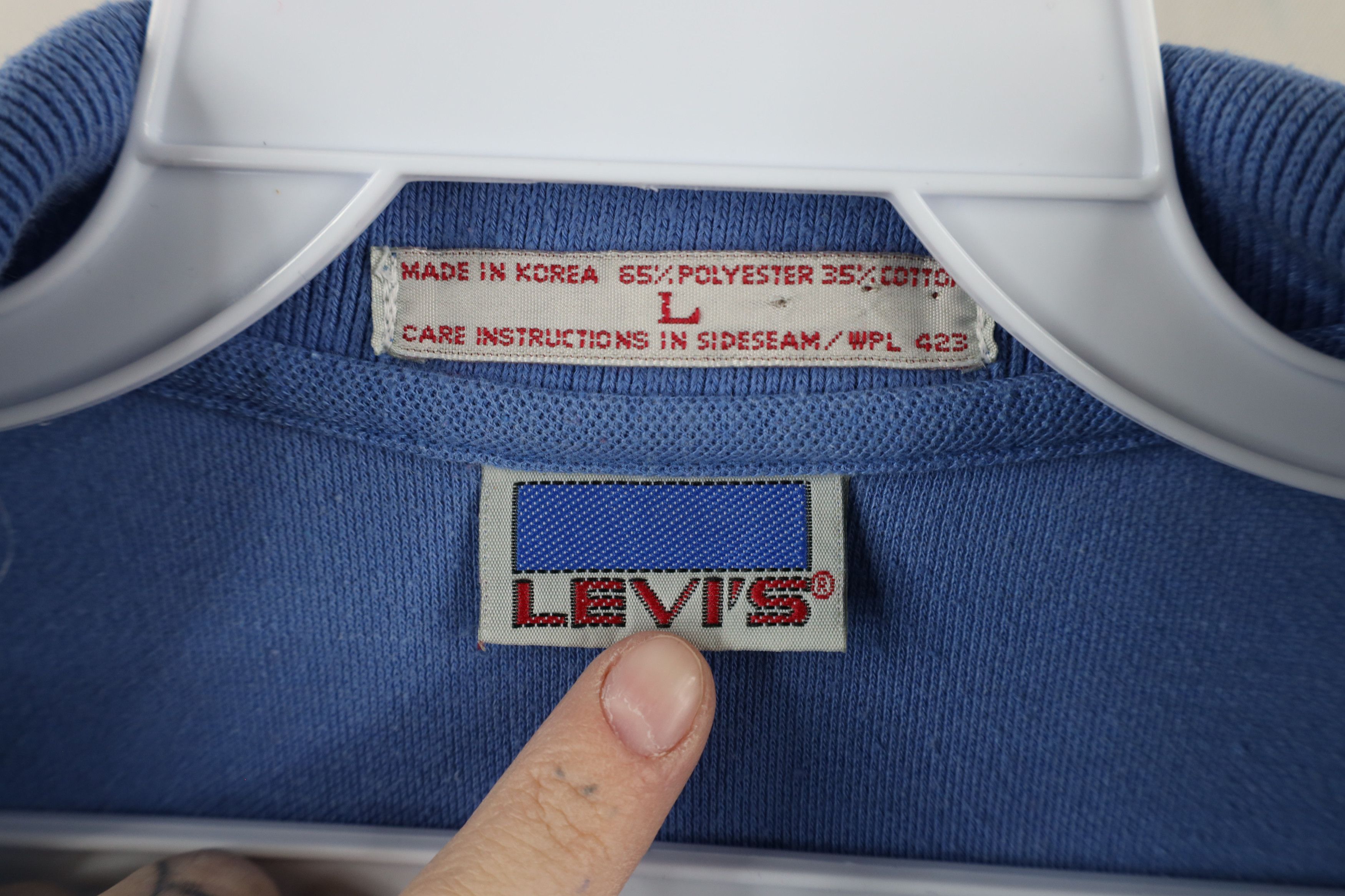 Levi's × Vintage Vintage 80s 90s Levis Spell Out Collared Polo Shirt Blue Size US L / EU 52-54 / 3 - 9 Thumbnail