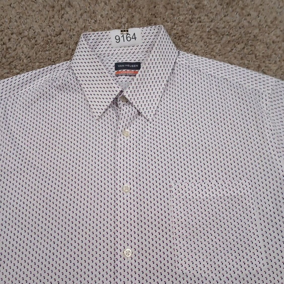 Van Heusen Van Heusen Shirt Mens Large White Pink Geometric Long Sleeve Button Up Fitted Size US L / EU 52-54 / 3 - 3 Thumbnail
