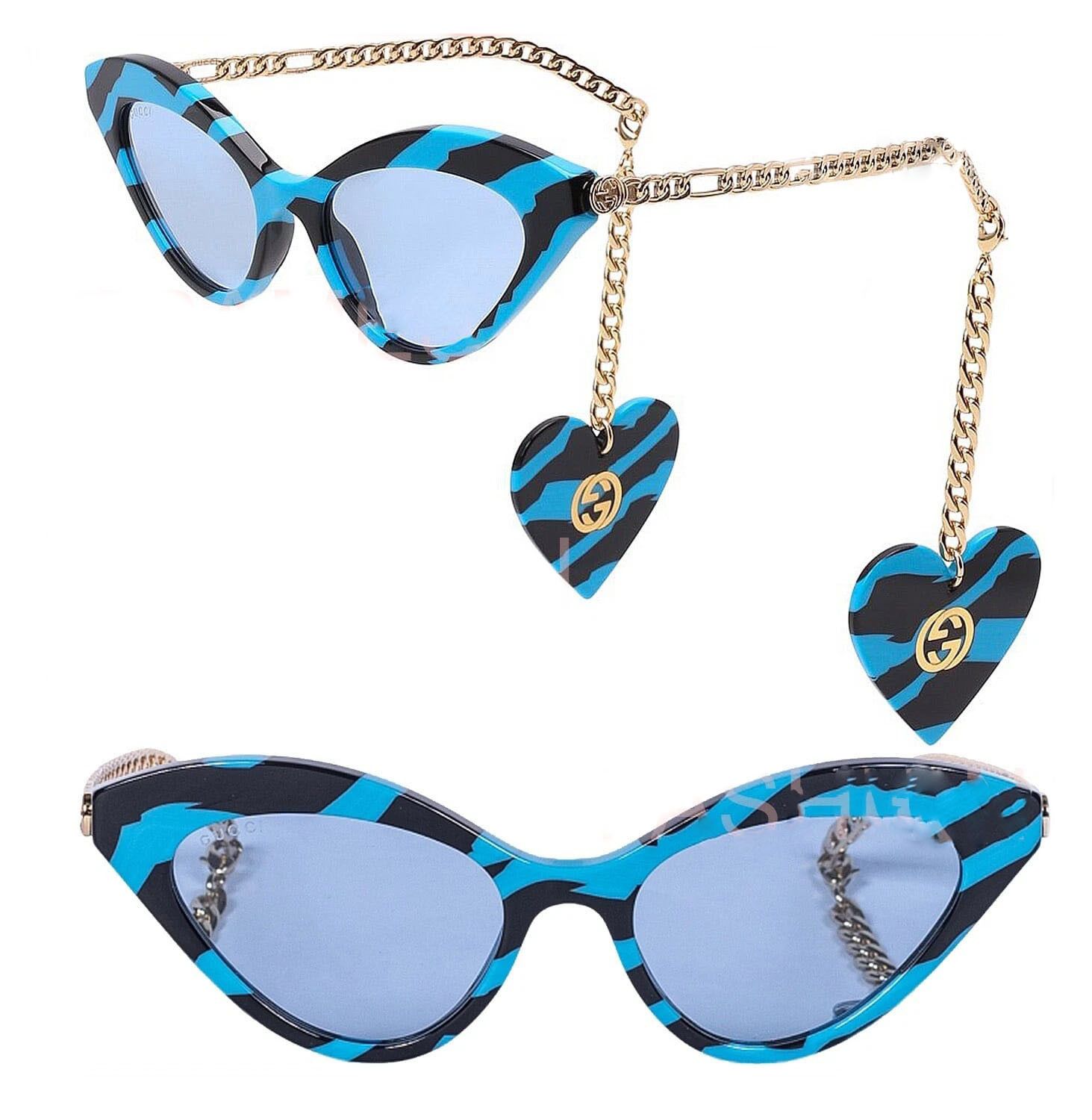 Gucci GUCCI GG0978S CHAIN 0978 Gold Black Blue Heart Charm 005 Size ONE SIZE - 1 Thumbnail