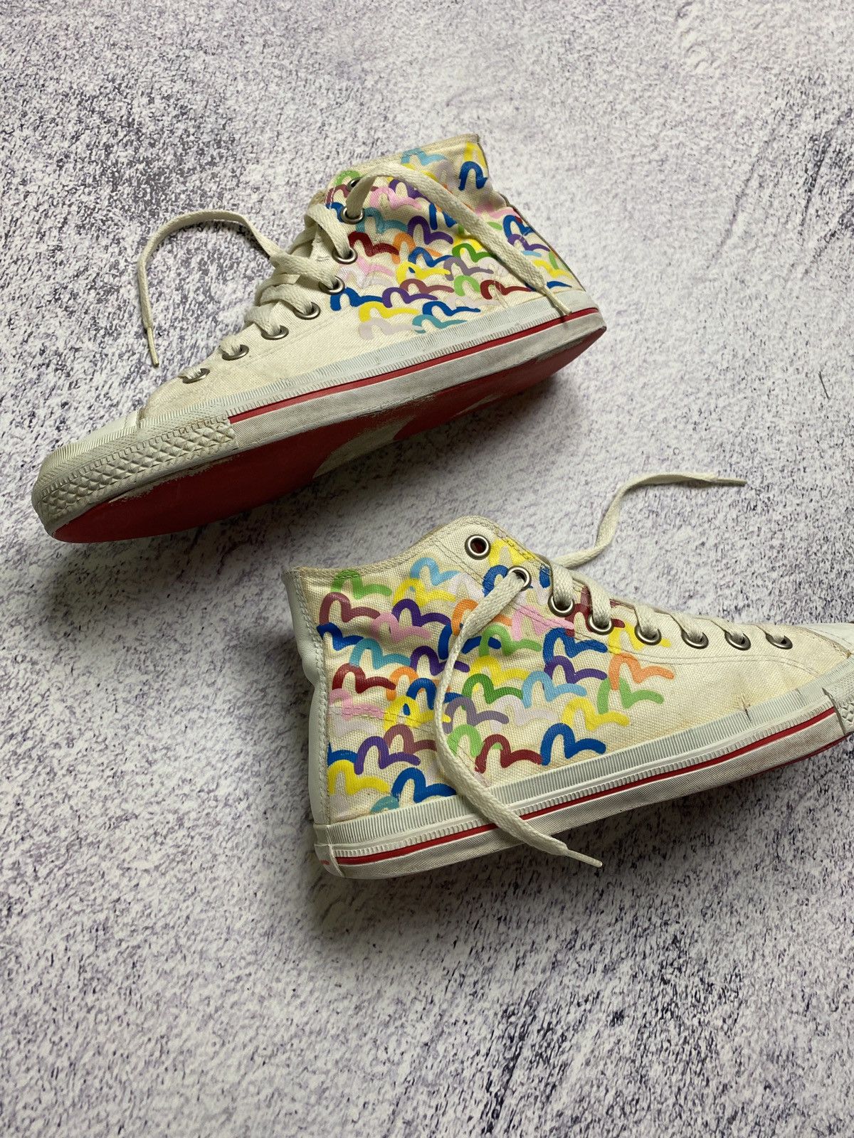 Evisu × Vintage Vintage Evisu Rainbow Repeat Logo Shoes High Top Sneakers Size US 9 / EU 42 - 2 Thumbnail
