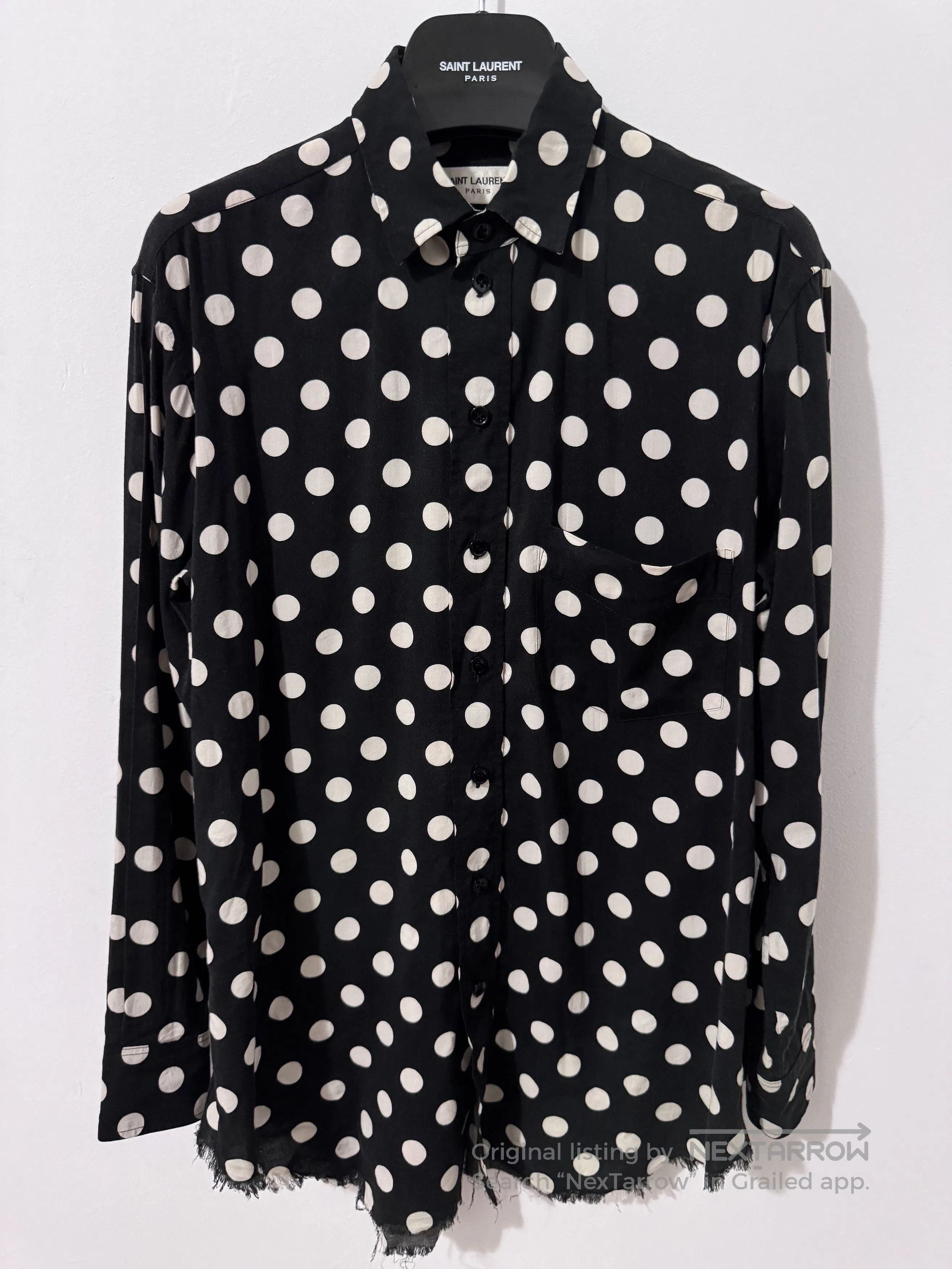 Saint Laurent Paris Saint Laurent Polka Dot Shirt with Fringes. Size US M / EU 48-50 / 2 - 1 Thumbnail