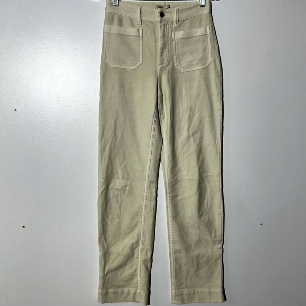 Faherty Faherty Soft Stretch Cord Patch Pocket High Rise Wide Leg Pants Women's 24 Beige Cream Wide Leg Womens Size 42" / US 20 - 2 Thumbnail