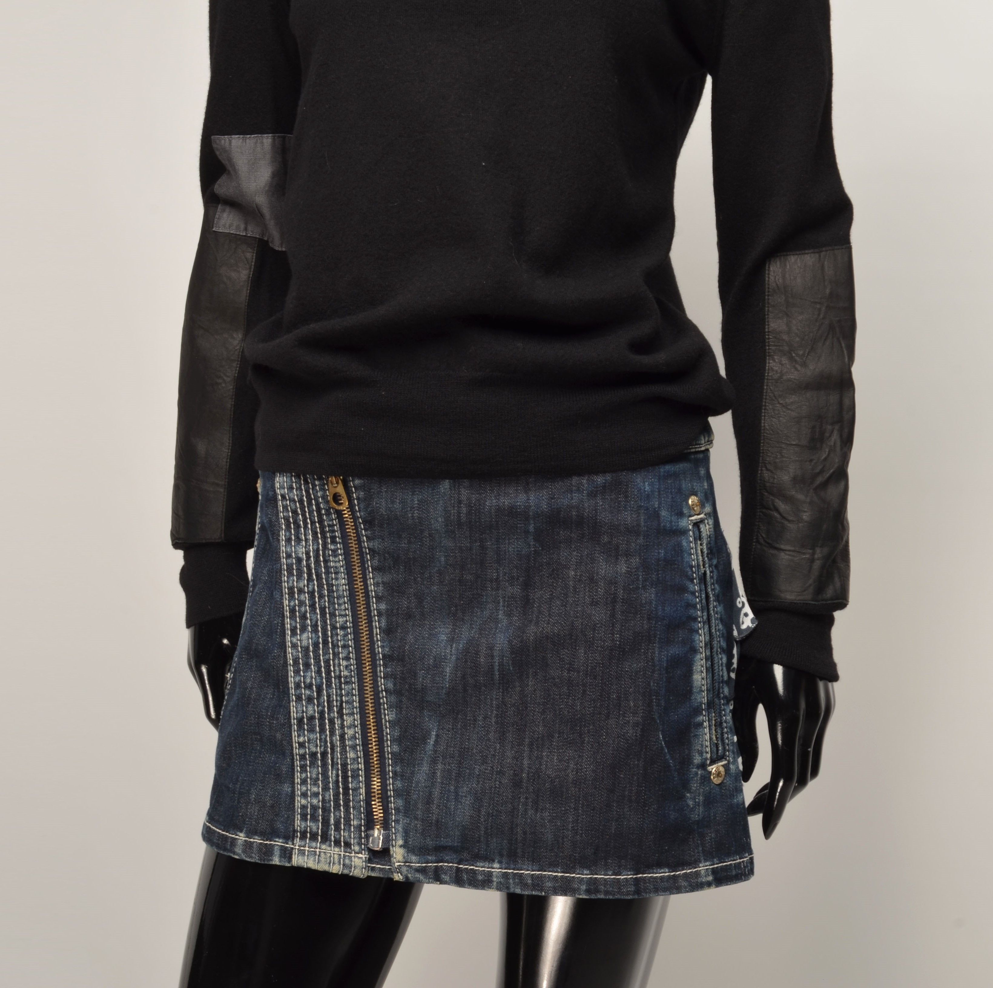 EACH x OTHER Each X Other Black Wool Leather Patchwork Turtleneck Jumper Size S / US 4 / IT 40 - 3 Thumbnail