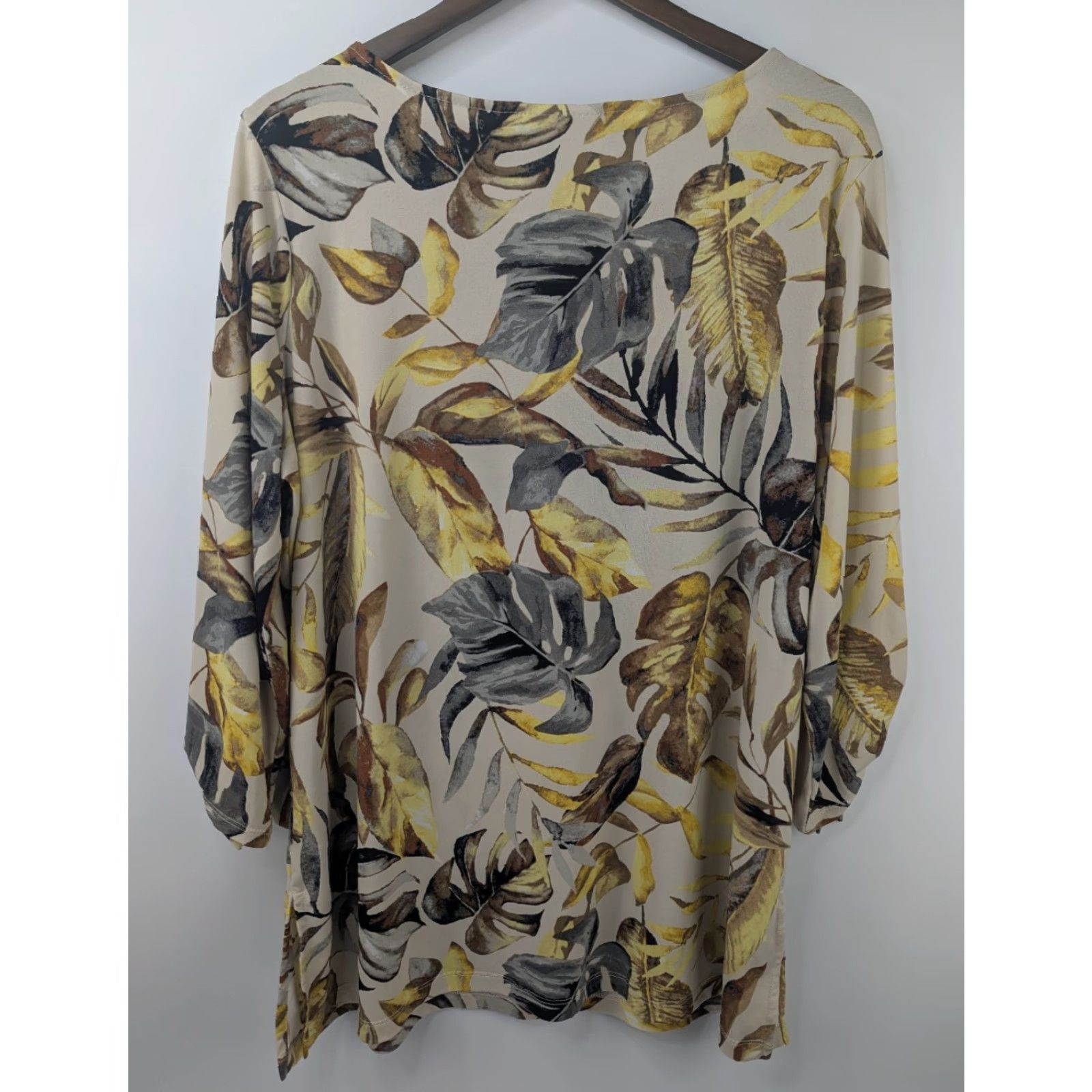 Vintage Susan Graver Tunic Shirt Womens Regular Printed Liquid Knit Tie-Sleeve Yellow XL A395084 Size L / US 10 / IT 46 - 4 Thumbnail