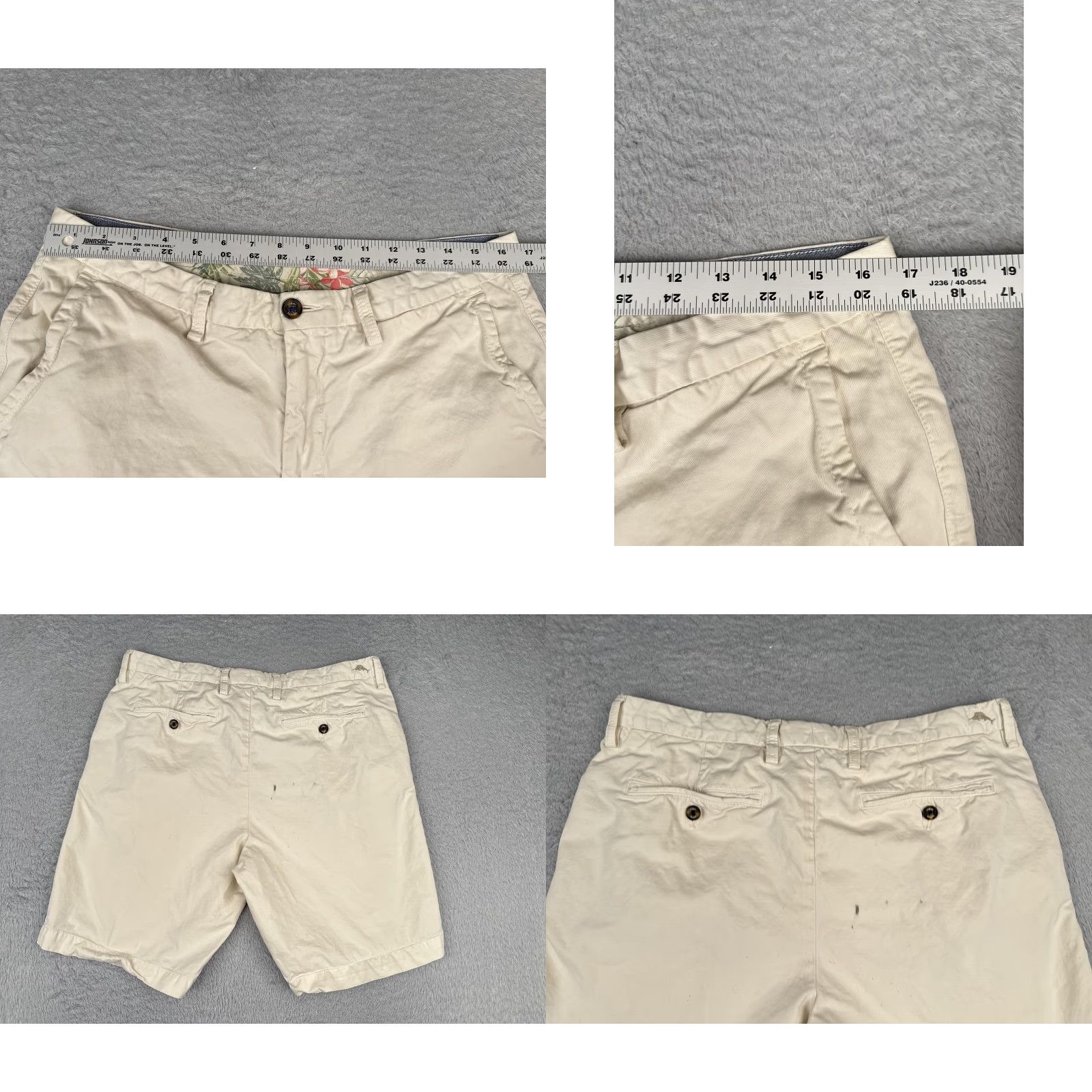 Tommy Bahama Tommy Bahama Shorts Mens 34 Chino Flat Front Zip Fly Beige Khaki Casual Beach Linen Cotton Blend Pockets Size US 34 / EU 50 - 9 Thumbnail