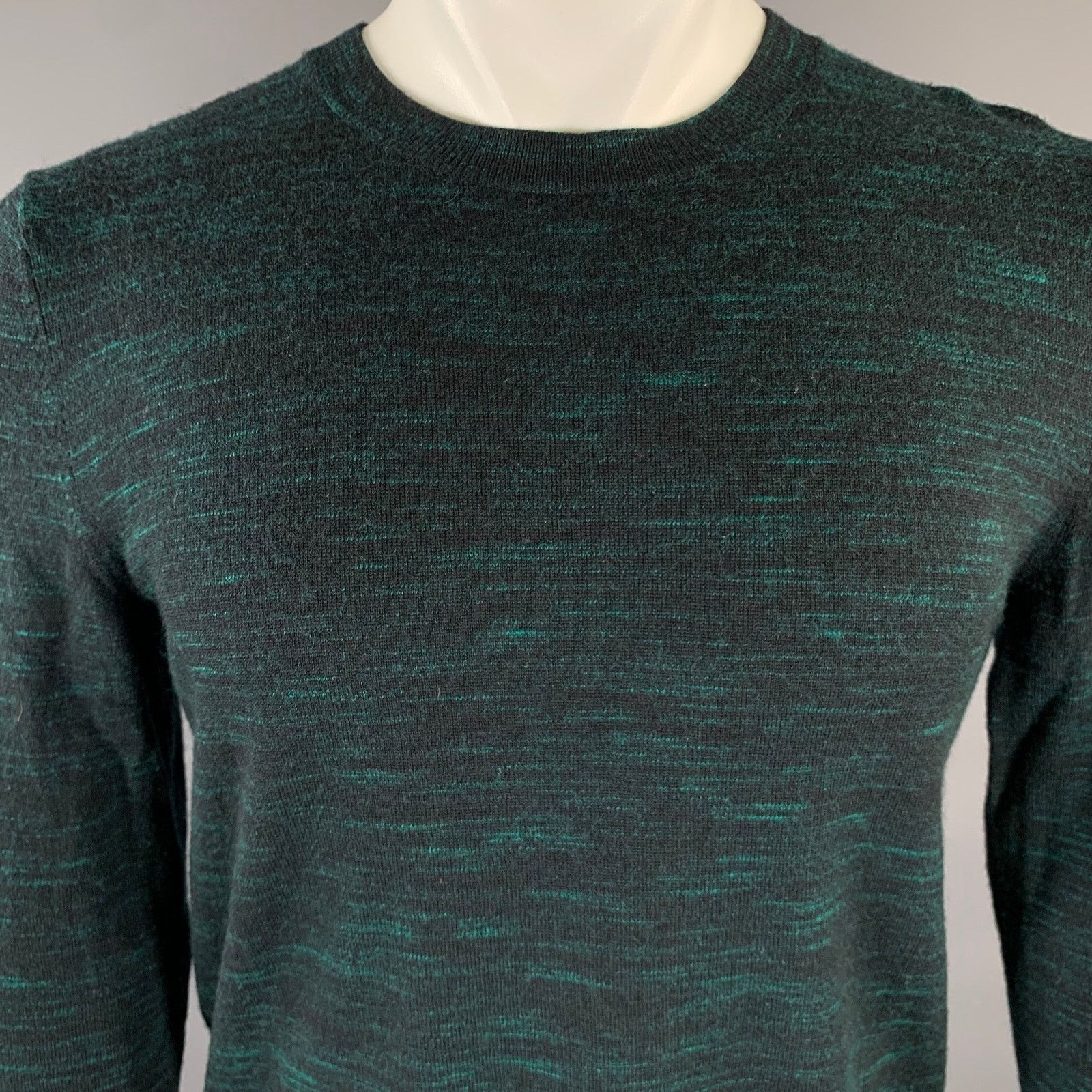 A.P.C. A.P.C. Size M Green Black Melange Wool Ribbed Pullover Size US M / EU 48-50 / 2 - 2 Thumbnail