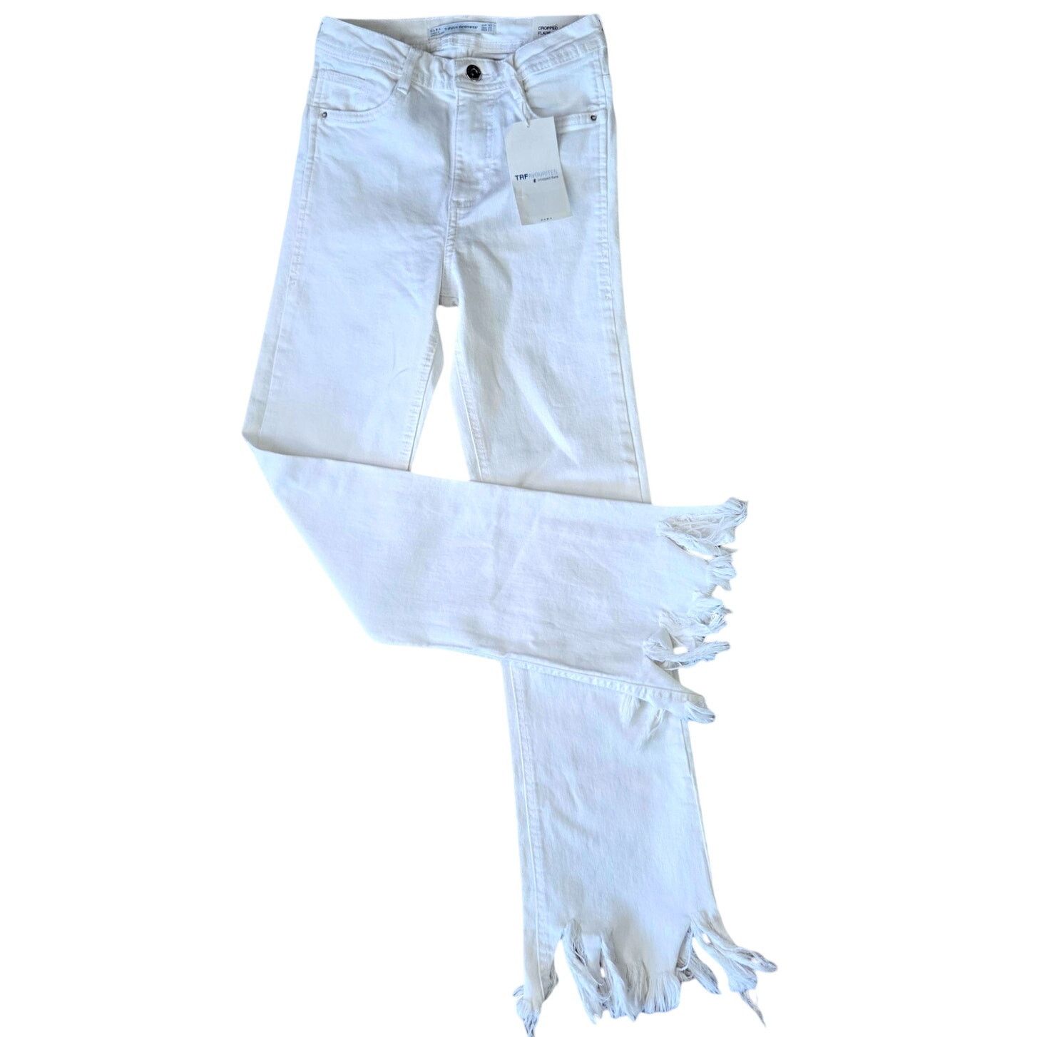 Zara White Crop Flare Jeans Size 00
