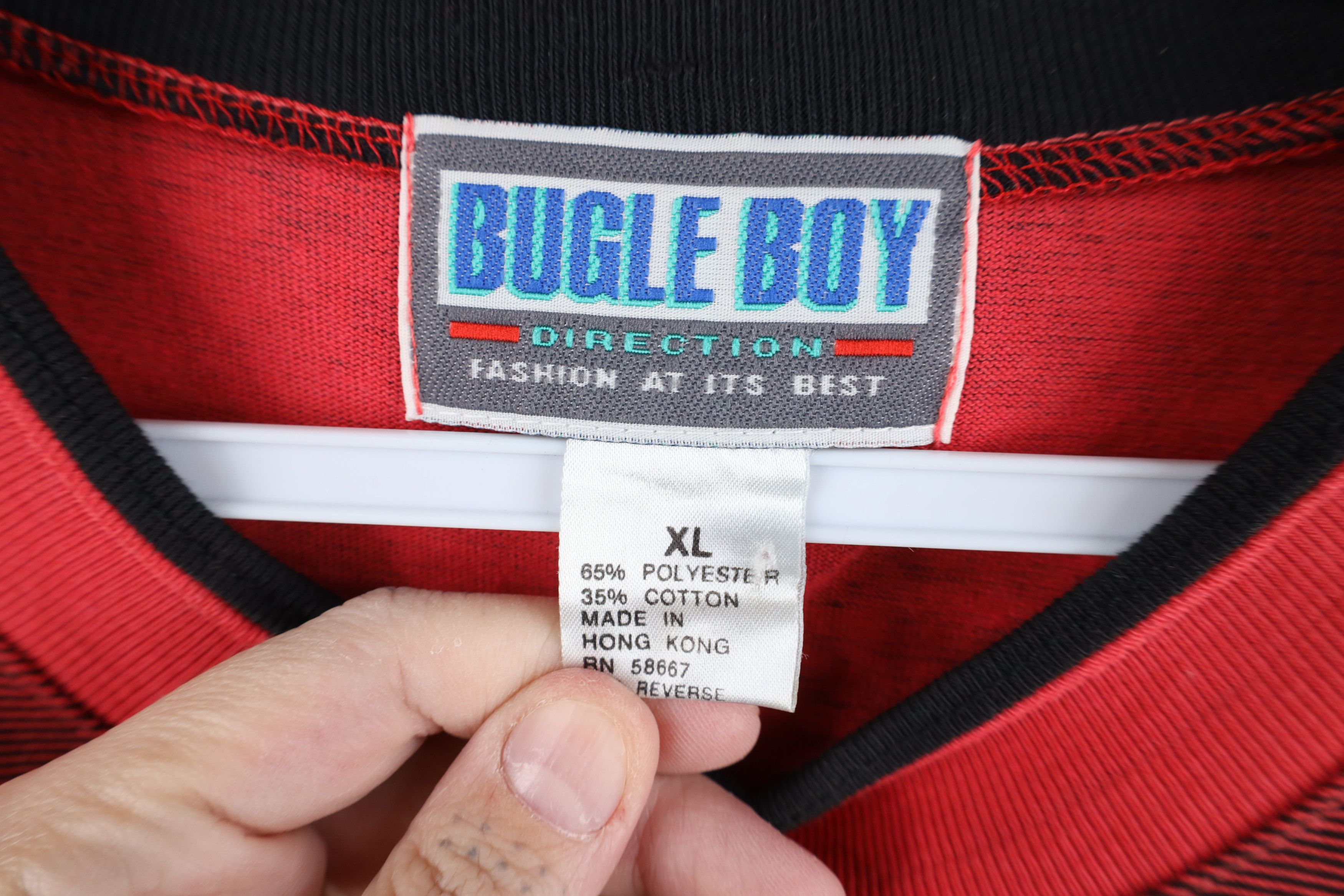 Vintage Vintage 90s Bugle Boy Baggy Fit 3/4 Sleeve T-Shirt Red Size US XL / EU 56 / 4 - 7 Thumbnail