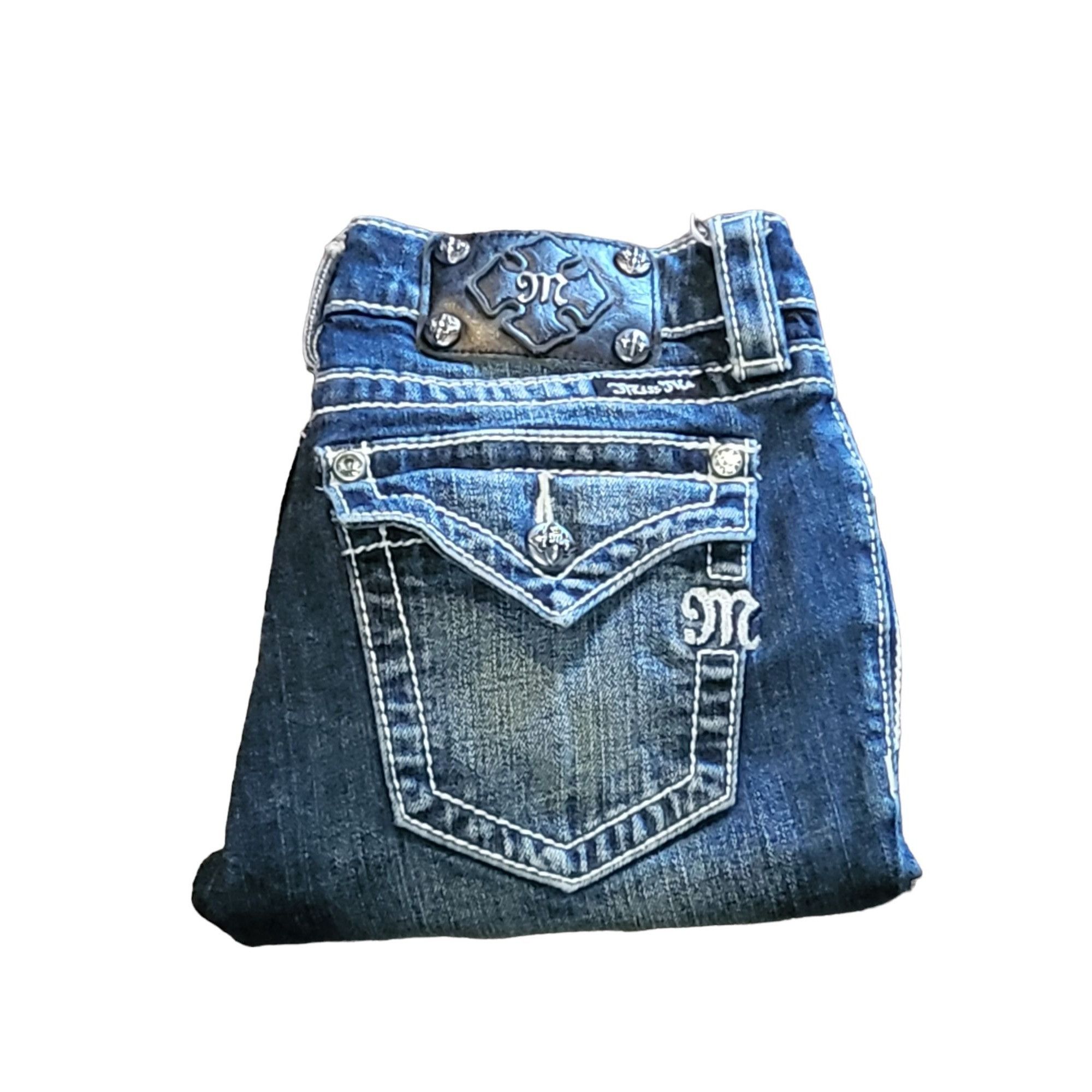 Miss Me Miss Me JS4009C9 Crop Jeans Women Sz 27 Blue Denim Embroider Size 27" / US 4 / IT 40 - 1 Thumbnail