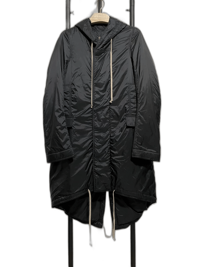 rick owens black fishtail parka